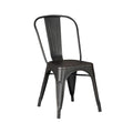 Chairs Black Accent Chair - 18" Black Distressed Metal Dining Chair With Back in a Set of 2 HomeRoots