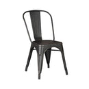 Chairs Black Accent Chair - 18" Black Distressed Metal Dining Chair With Back in a Set of 2 HomeRoots