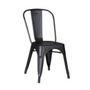 Chairs Black Accent Chair - 18" Matte Black Metal Dining Chair With Back in a Set of 2 HomeRoots