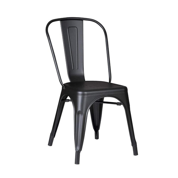 Chairs Black Accent Chair - 18" Matte Black Metal Dining Chair With Back in a Set of 2 HomeRoots
