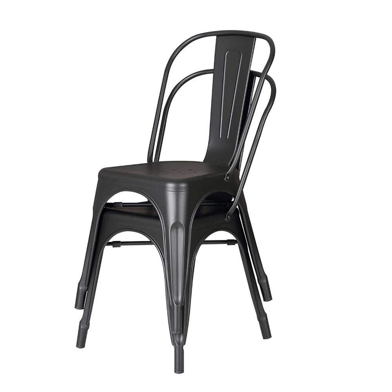 Chairs Black Accent Chair - 18" Matte Black Metal Dining Chair With Back in a Set of 2 HomeRoots