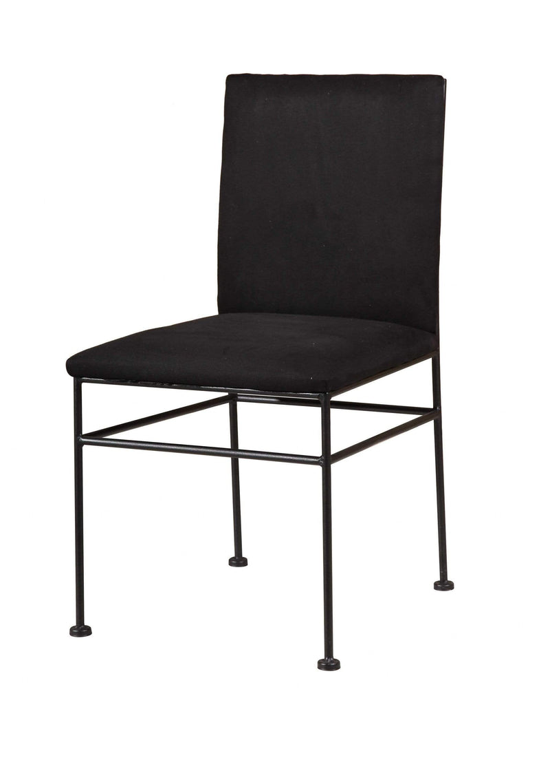 Chairs Black Accent Chair - 20" X 18" X 35" Black Metal Polyester Linen Dining Chair HomeRoots