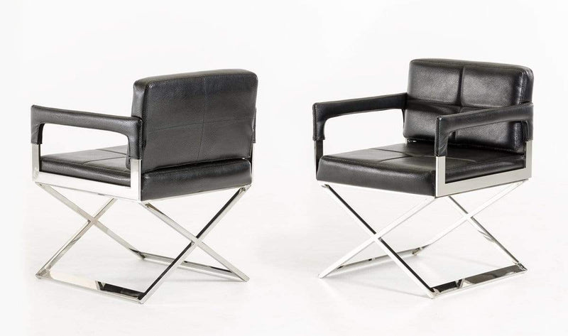 Chairs Black Accent Chair - 30" Black Bonded Leather and Metal Accent Chair HomeRoots