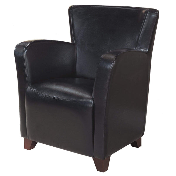 Chairs Black Accent Chair - 30" x 30" x 35" Black, Foam, Solid Wood, Leather-Look - Accent Chair HomeRoots