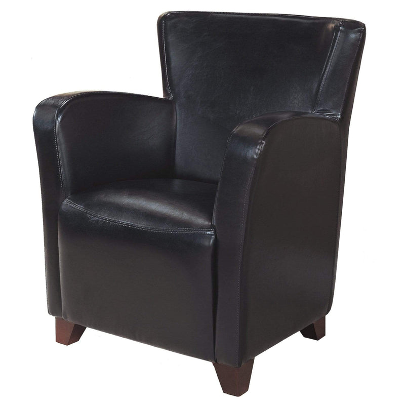 Chairs Black Accent Chair - 30" x 30" x 35" Black, Foam, Solid Wood, Leather-Look - Accent Chair HomeRoots