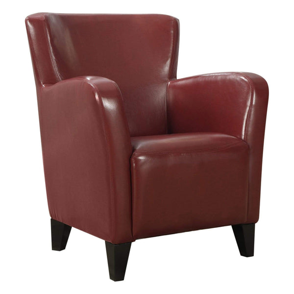 Chairs Black Accent Chair - 30" x 30" x 35" Red, Black, Foam, Solid Wood, Leather-Look - Accent Chair HomeRoots