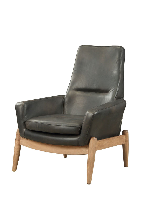 Chairs Black Accent Chair - 30" X 33" X 40" Black Top Grain Leather Accent Chair HomeRoots