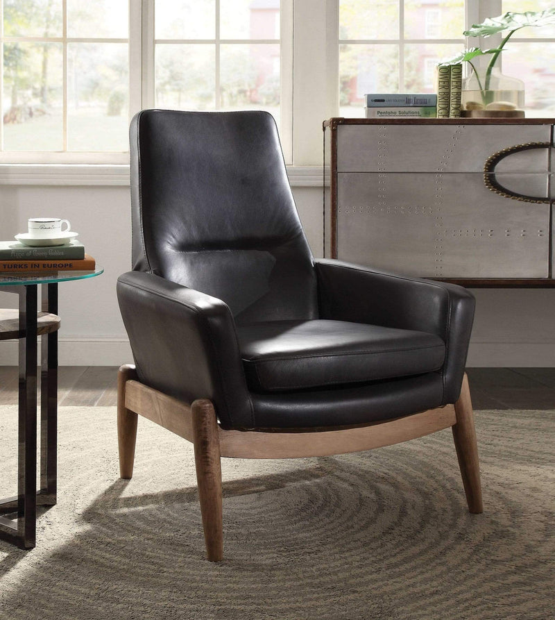 Chairs Black Accent Chair - 30" X 33" X 40" Black Top Grain Leather Accent Chair HomeRoots
