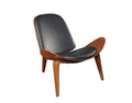 Chairs Black Accent Chair - 30" X 36" X 30" Black Bonded Leather Walnut Wood Upholstered (Seat) Accent Chair HomeRoots