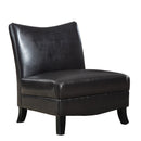 Chairs Black Accent Chair - 32'.5" x 26" x 33" Brown, Black, Foam, Solid Wood, Leather-Look - Accent Chair HomeRoots