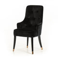 Chairs Black Accent Chair - 38" Black Velvet Fabric Dining Chair HomeRoots