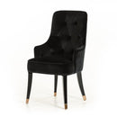 Chairs Black Accent Chair - 38" Black Velvet Fabric Dining Chair HomeRoots