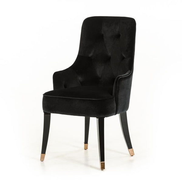 Chairs Black Accent Chair - 38" Black Velvet Fabric Dining Chair HomeRoots