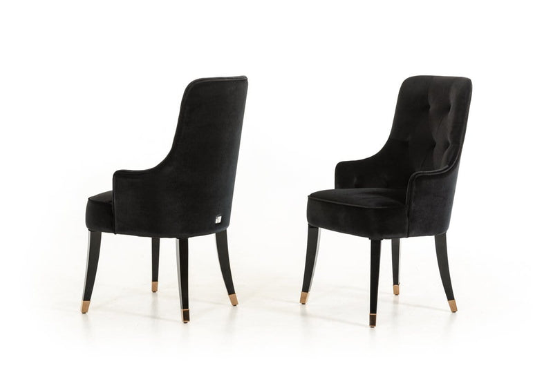 Chairs Black Accent Chair - 38" Black Velvet Fabric Dining Chair HomeRoots