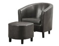 Chairs Black Accent Chair - 45'.5" x 49" x 45'.5" Charcoal, Black, Foam, Solid Wood, Leather-Look - Accent Chair HomeRoots