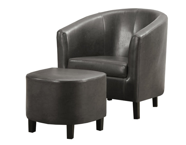 Chairs Black Accent Chair - 45'.5" x 49" x 45'.5" Charcoal, Black, Foam, Solid Wood, Leather-Look - Accent Chair HomeRoots
