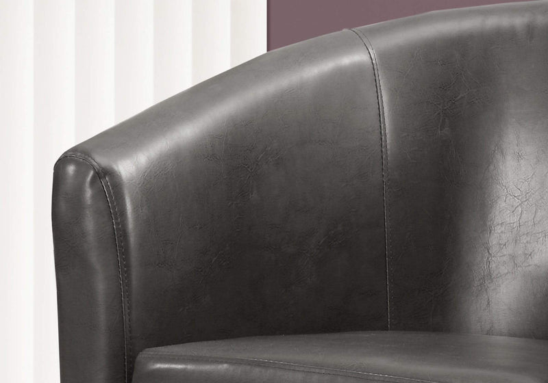 Chairs Black Accent Chair - 45'.5" x 49" x 45'.5" Charcoal, Black, Foam, Solid Wood, Leather-Look - Accent Chair HomeRoots