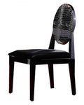 Chairs Black Accent Chair - Two 38" Black Velour and Wood Dining Chairs HomeRoots