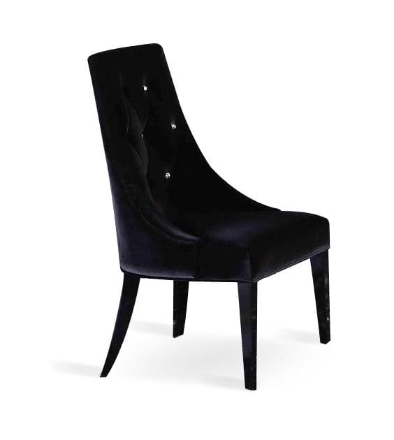 Chairs Black Accent Chair - Two 40" Black Velour Fabric and Wood Dining Chairs HomeRoots