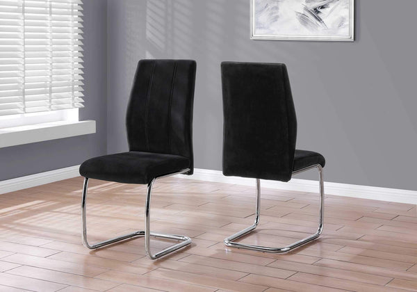 Chairs Black Accent Chair - Two 77.5" Velvet, Chrome Metal, and Foam Dining Chairs HomeRoots
