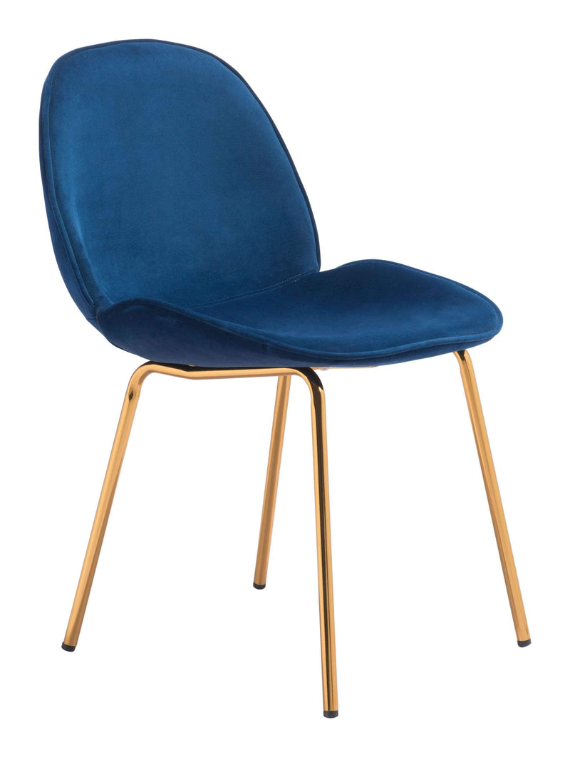 Chairs Blue Accent Chair - 20.5" x 22.4" x 32.5" Dark Blue, Velvet, Steel & Plywood, Dining Chair - Set of 2 HomeRoots
