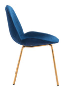 Chairs Blue Accent Chair - 20.5" x 22.4" x 32.5" Dark Blue, Velvet, Steel & Plywood, Dining Chair - Set of 2 HomeRoots