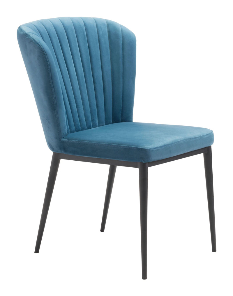 Chairs Blue Accent Chair - 22.4" x 23.6" x 33.9" Blue, Velvet, Stainless Steel, Dining Chair - Set of 2 HomeRoots