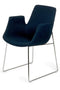 Chairs Blue Accent Chair - 33" Blue Fabric, Polyester, and Metal Dining Chair HomeRoots