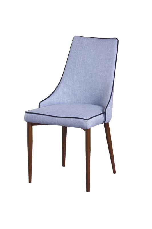Chairs Blue Accent Chair - 35" Blue Fabric and Metal Dining Chair HomeRoots