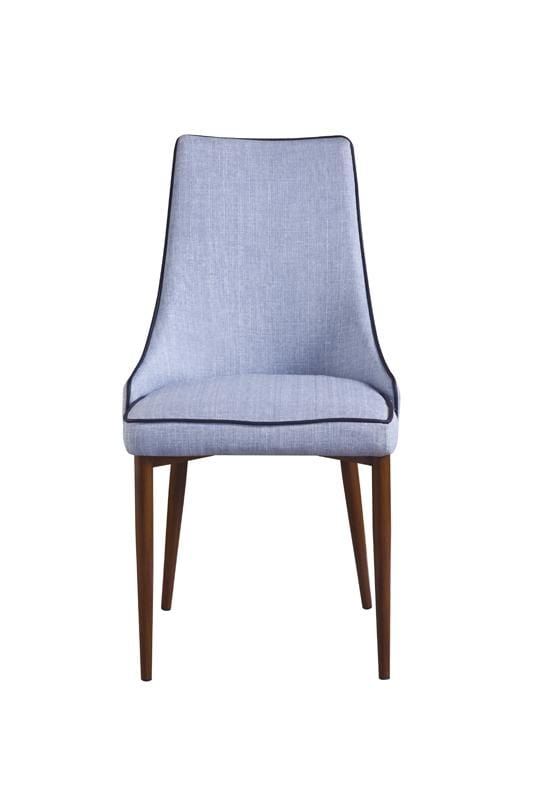 Chairs Blue Accent Chair - 35" Blue Fabric and Metal Dining Chair HomeRoots