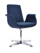 Chairs Blue Accent Chair - 35" Blue Fabric, Polyester, and Aluminum Accent Chair HomeRoots