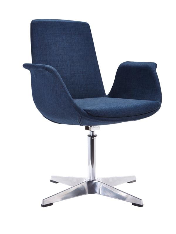 Chairs Blue Accent Chair - 35" Blue Fabric, Polyester, and Aluminum Accent Chair HomeRoots