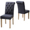Chairs Blue Accent Chair - Blue Roll Top Tufted Linen Fabric Modern Dining Chair in a Set of 2 HomeRoots