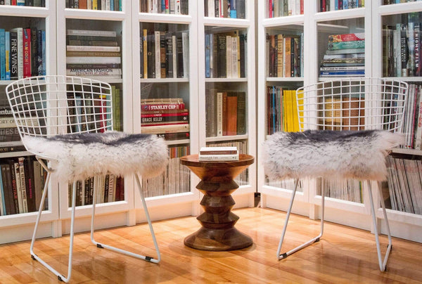Chairs Chair Pads - 17" x 17" Gradient Gray, Sheepskin - Seat/Chair Cover HomeRoots