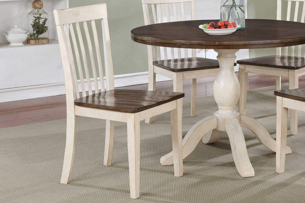 Chairs Corner Chair - 17.5" X 17" X 36" Walnut Antique White Finish Rubberwood Side Chair HomeRoots