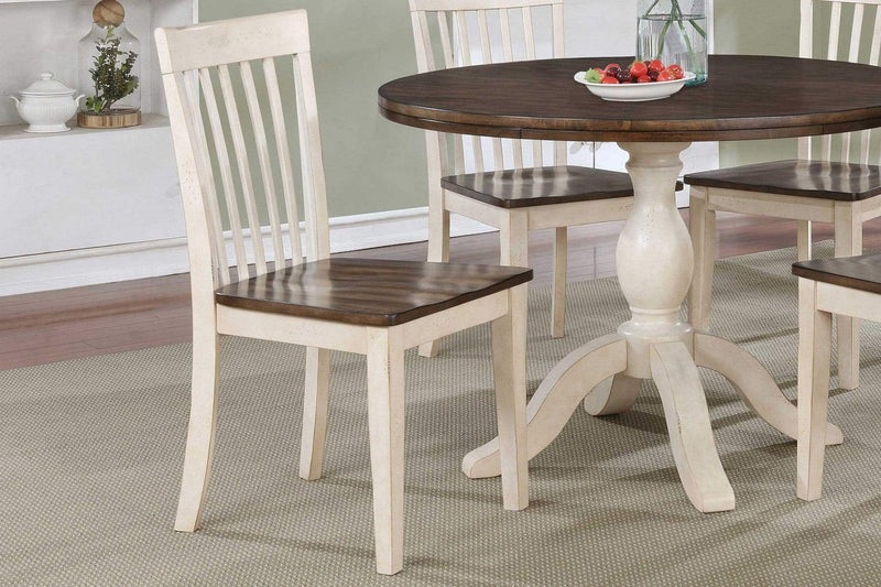Chairs Corner Chair - 17.5" X 17" X 36" Walnut Antique White Finish Rubberwood Side Chair HomeRoots