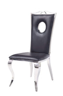 Chairs Corner Chair - 19" X 21" X 44" PU Stainless Steel Upholstered (Seat) Side Chair (Set-2) HomeRoots
