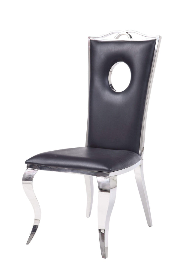 Chairs Corner Chair - 19" X 21" X 44" PU Stainless Steel Upholstered (Seat) Side Chair (Set-2) HomeRoots