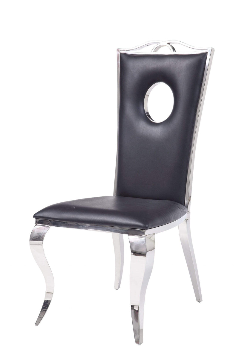 Chairs Corner Chair - 19" X 21" X 44" PU Stainless Steel Upholstered (Seat) Side Chair (Set-2) HomeRoots
