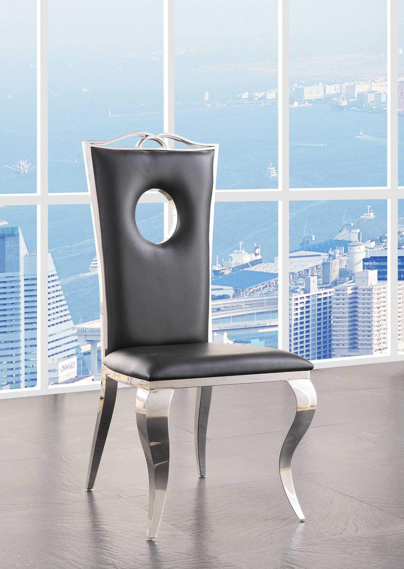 Chairs Corner Chair - 19" X 21" X 44" PU Stainless Steel Upholstered (Seat) Side Chair (Set-2) HomeRoots