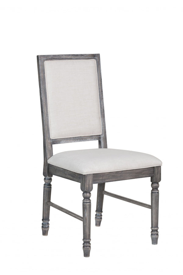 Chairs Corner Chair - 20" X 22" X 40" 2pc Light Cream Linen And Weathered Gray Side Chair HomeRoots