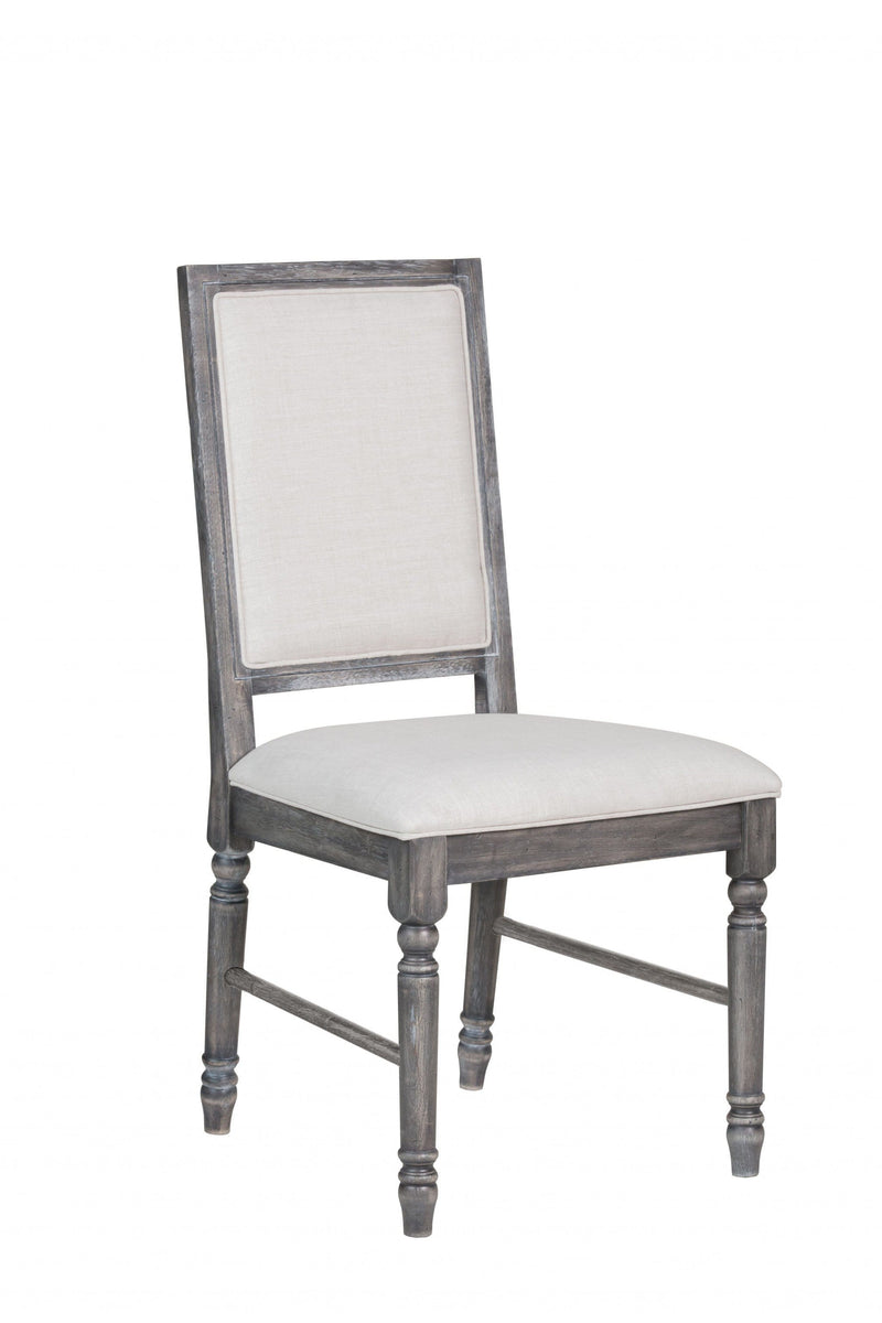 Chairs Corner Chair - 20" X 22" X 40" 2pc Light Cream Linen And Weathered Gray Side Chair HomeRoots