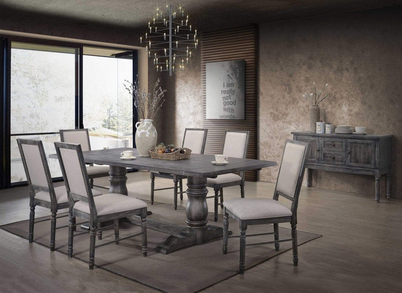 Chairs Corner Chair - 20" X 22" X 40" 2pc Light Cream Linen And Weathered Gray Side Chair HomeRoots