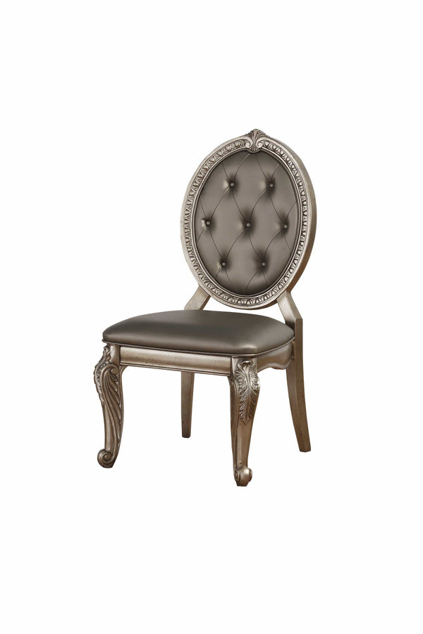 Chairs Corner Chair - 20" X 24" X 42" 2pc Antique Champagne Side Chair HomeRoots