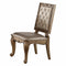 Chairs Corner Chair 24" X 20" X 40" 2pc Champagne Leatherette And Antique Gold Side Chair 8892 HomeRoots