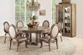 Chairs Corner Chair - 24" X 20" X 40" 2pc Champagne Leatherette And Antique Gold Side Chair HomeRoots