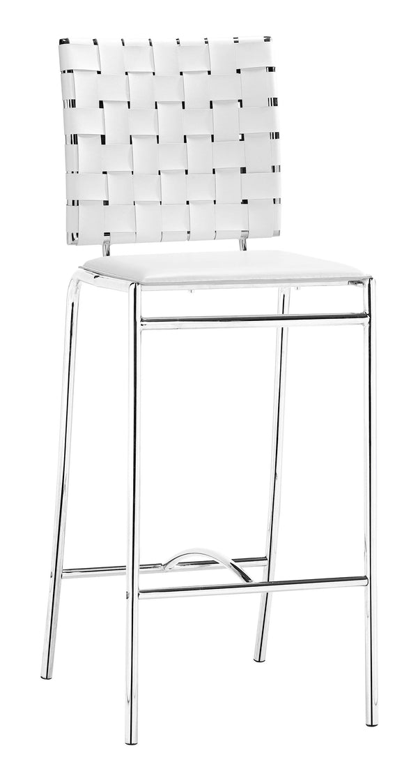 Chairs Counter Height Chairs - 15" x 19" x 39" White, Leatherette, Chromed Steel, Cross Counter Chair - Set of 2 HomeRoots