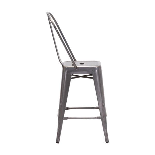 Chairs Counter Height Chairs - 16.5" X 21.5" X 40" 2 Pcs Gunmetal Counter Chair HomeRoots
