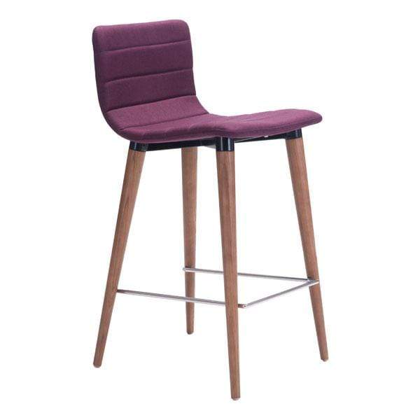 Chairs Counter Height Chairs - 16" X 18.9" X 34.3" 2 Pcs Purple Polyblend Counter Chair HomeRoots