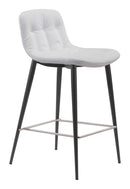 Chairs Counter Height Chairs - 17.3" x 20.7" x 36.2" White, Leatherette, Stainless Steel, Counter Chair - Set of 2 HomeRoots